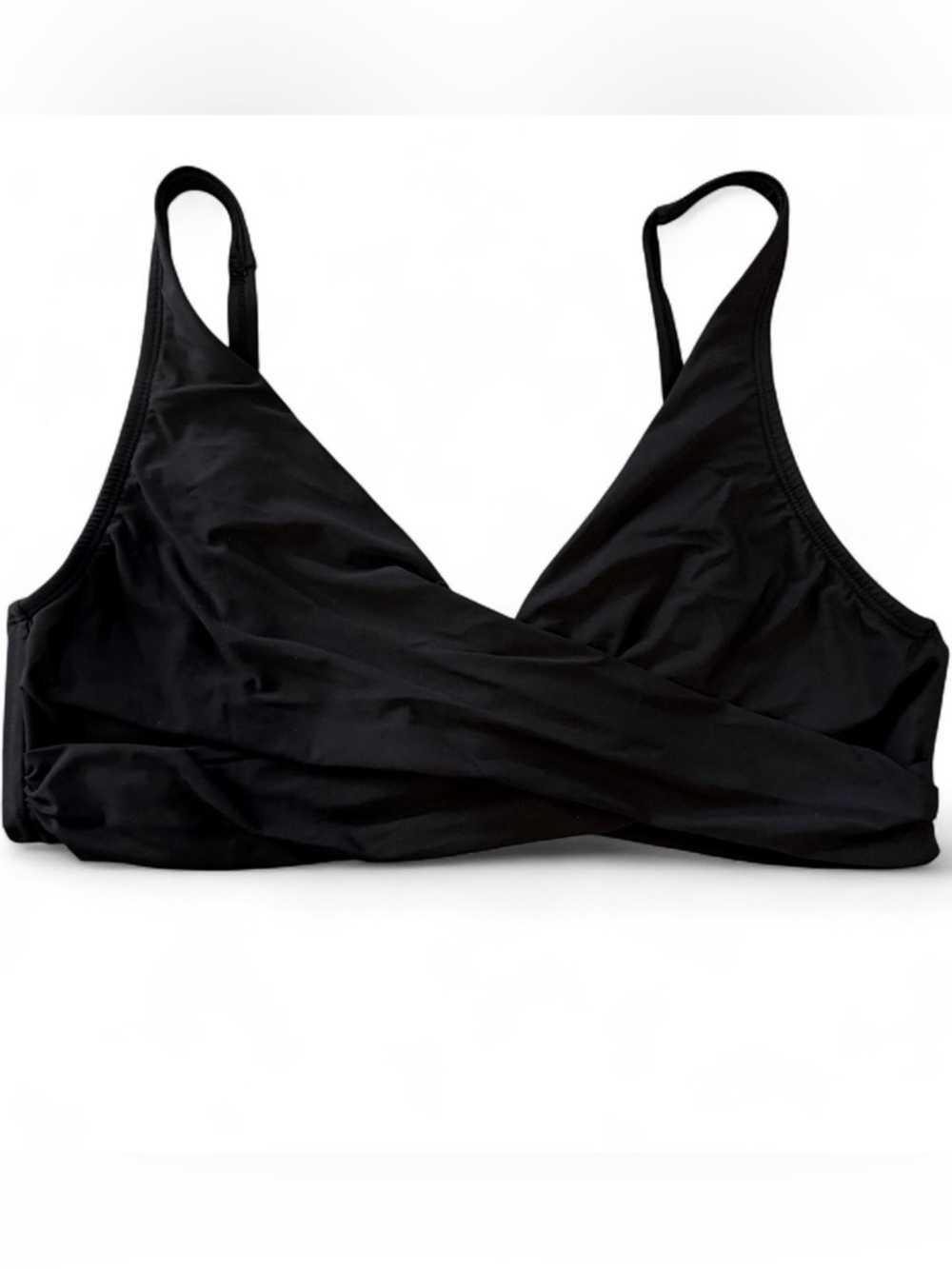 Apt 9 black criss-cross bikini top with adjustable straps and gold buckle detail